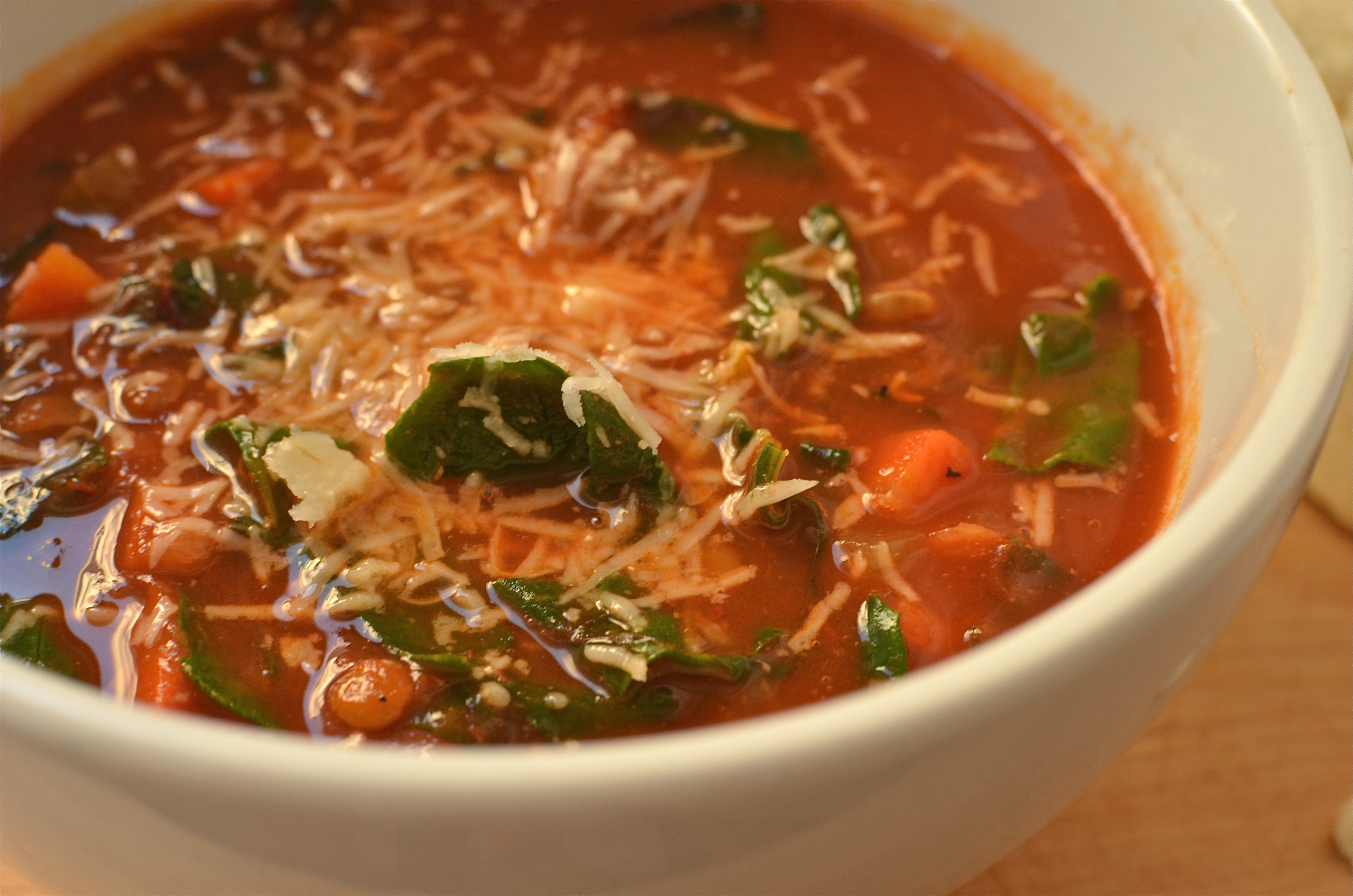 Lentil Soup with Sausage, Chard and Pecornio