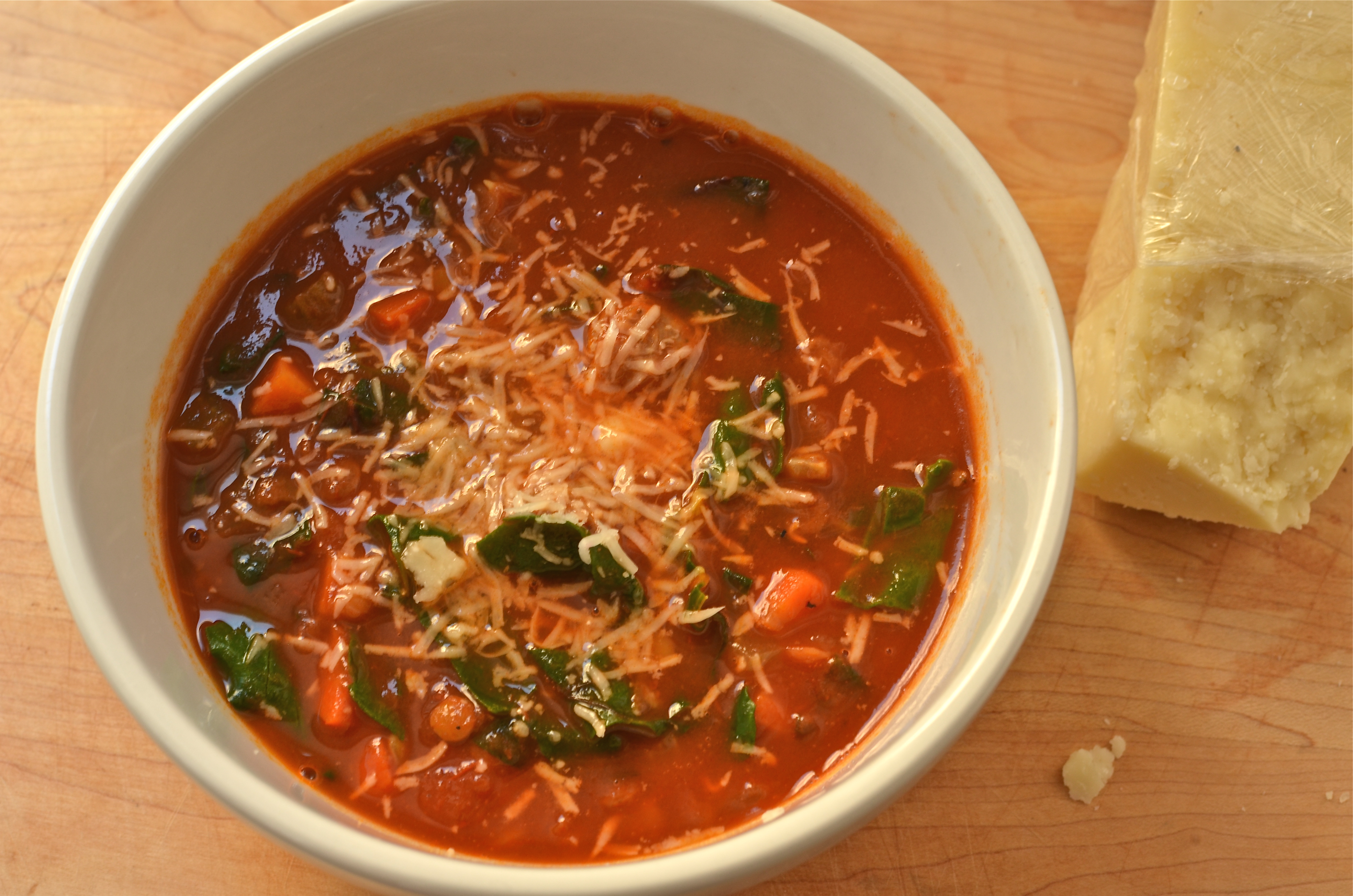 Lentil Soup with Sausage, Chard and Pecornio